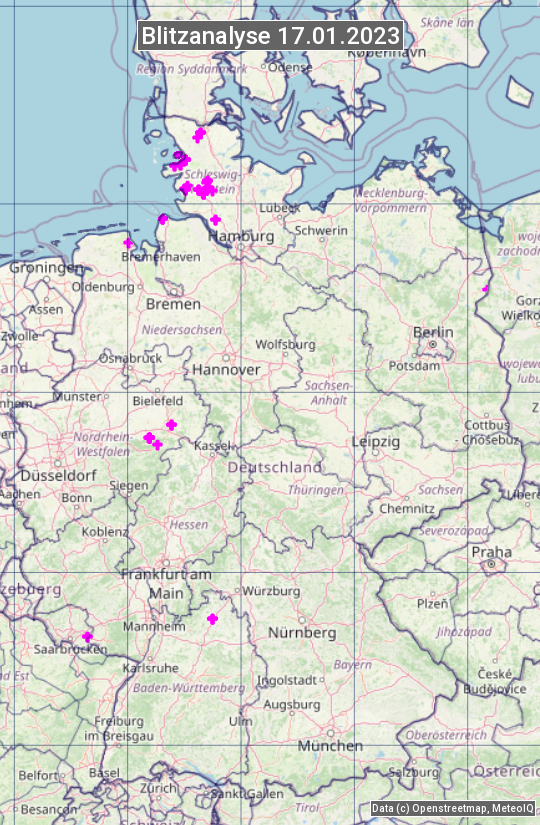 Karte mit Unwetteranalyse