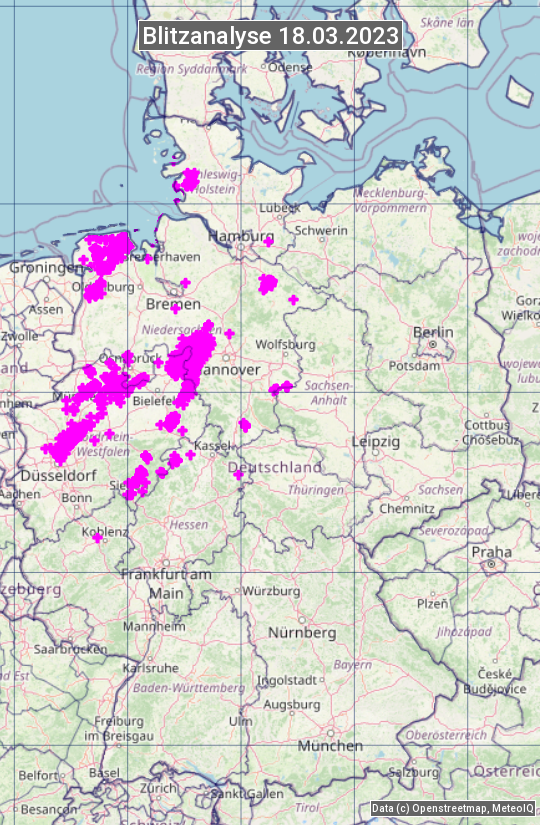 Karte mit Unwetteranalyse