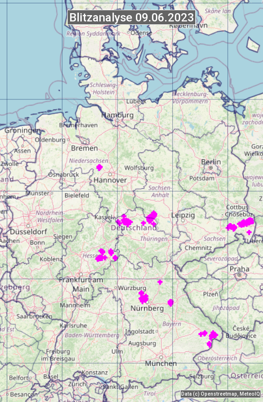 Karte mit Unwetteranalyse