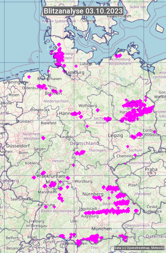 Karte mit Unwetteranalyse