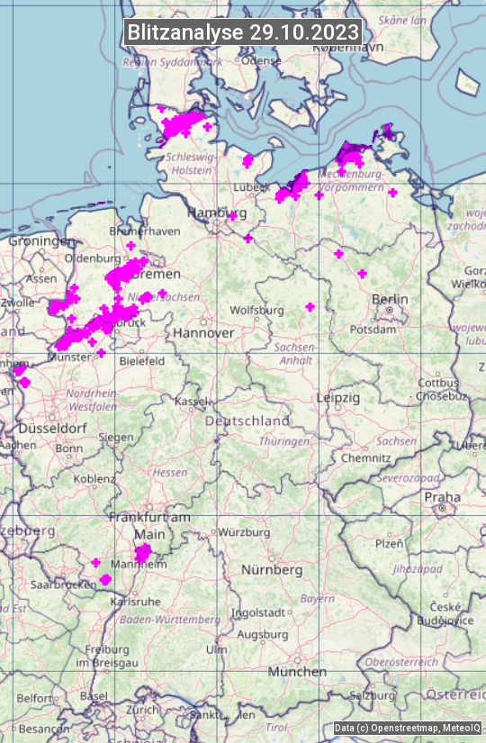 Karte mit Unwetteranalyse