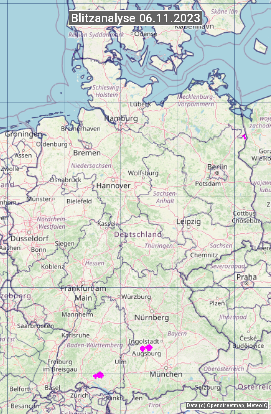 Karte mit Unwetteranalyse