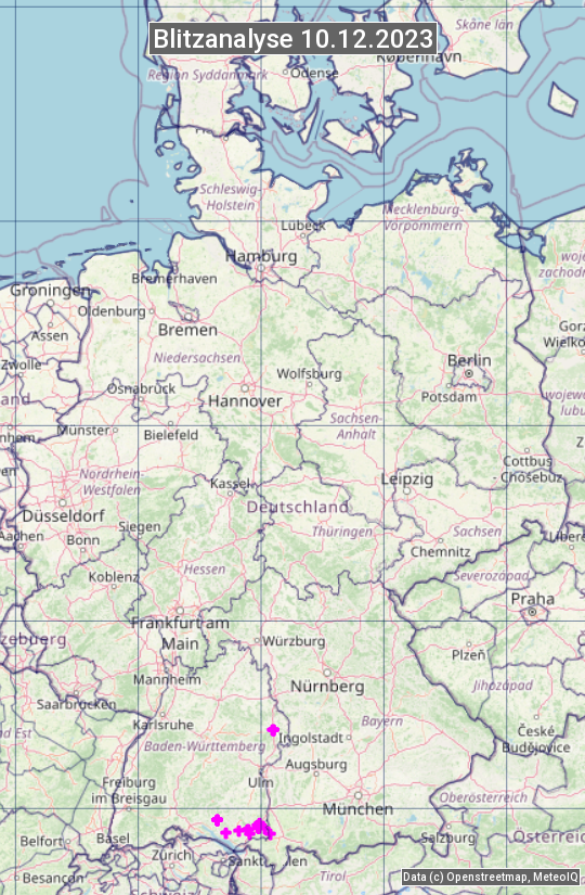 Karte mit Unwetteranalyse