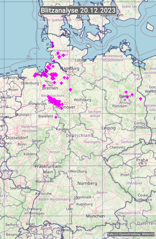 Karte mit Unwetteranalyse