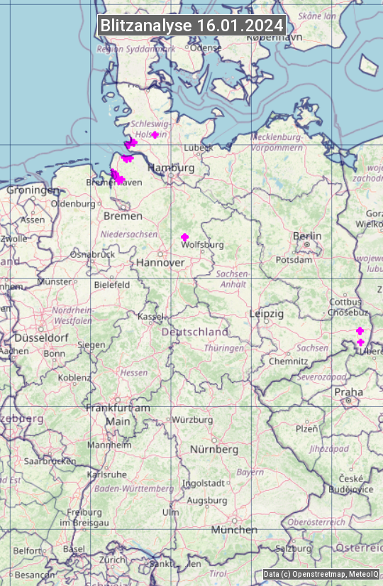 Karte mit Unwetteranalyse