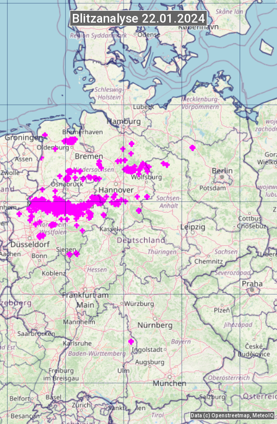 Karte mit Unwetteranalyse
