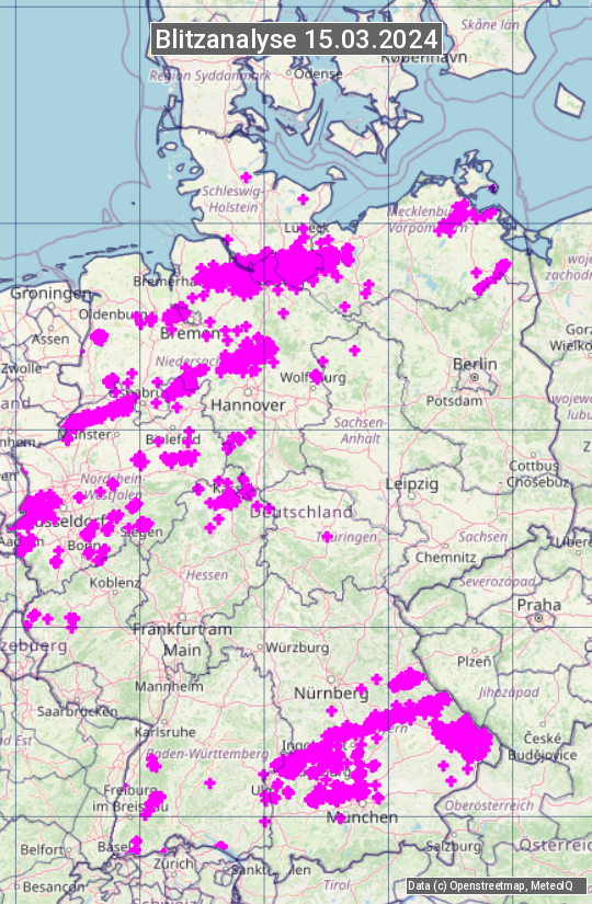 Karte mit Unwetteranalyse