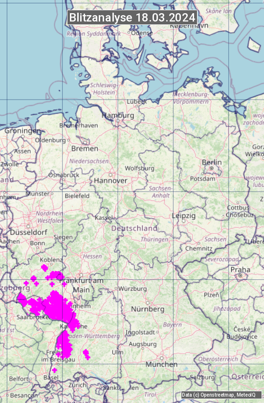Karte mit Unwetteranalyse