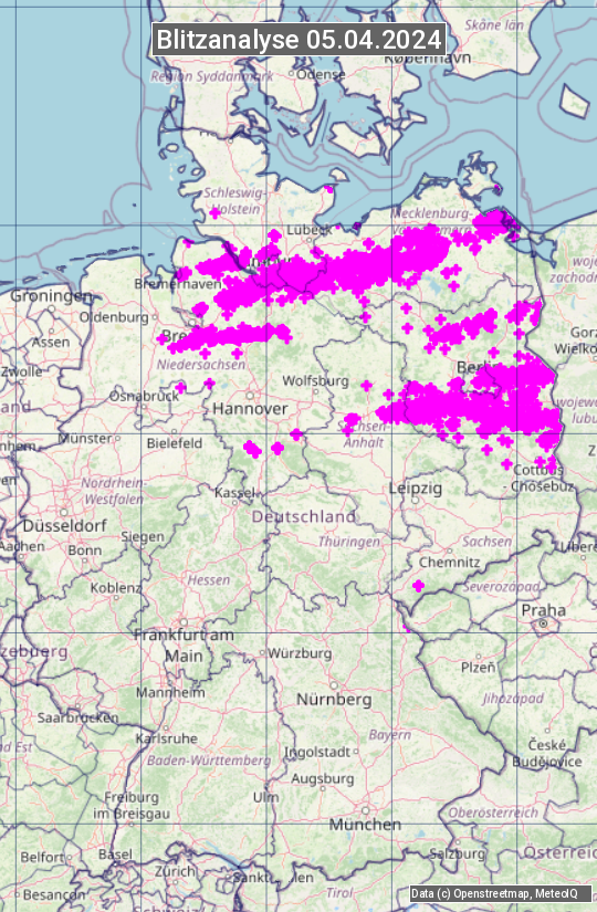 Karte mit Unwetteranalyse