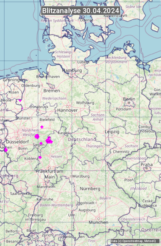 Karte mit Unwetteranalyse