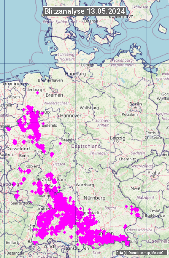 Karte mit Unwetteranalyse