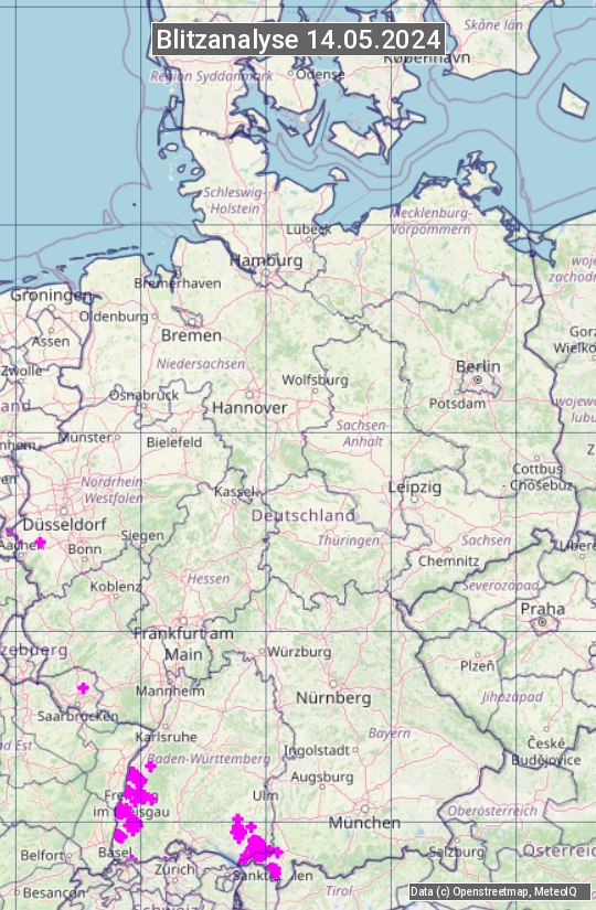 Karte mit Unwetteranalyse