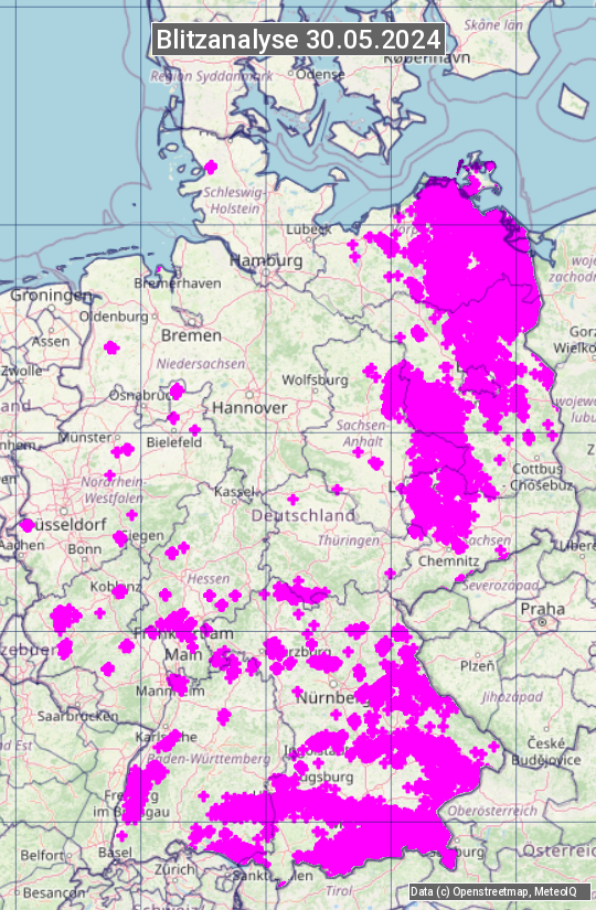 Karte mit Unwetteranalyse