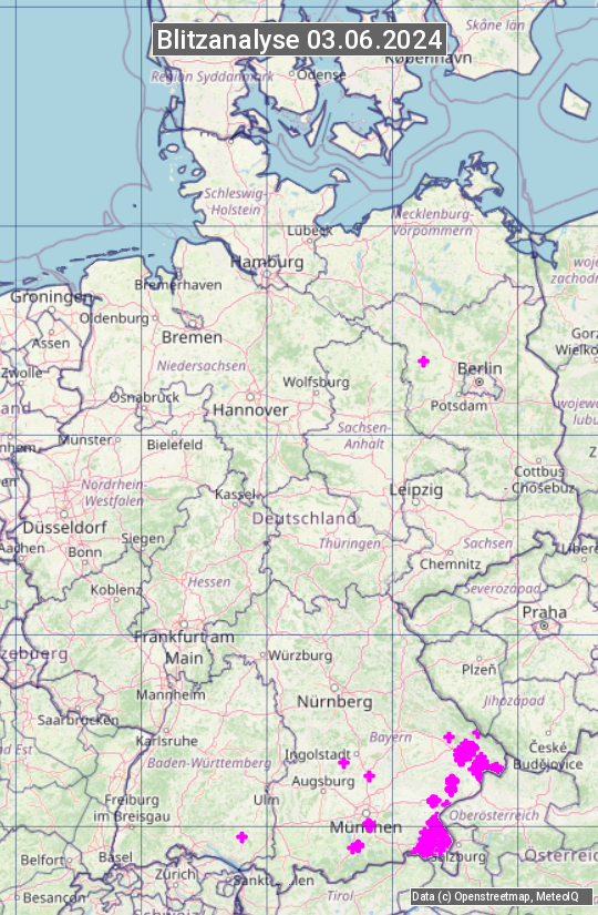 Karte mit Unwetteranalyse