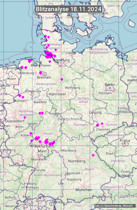 Karte mit Unwetteranalyse