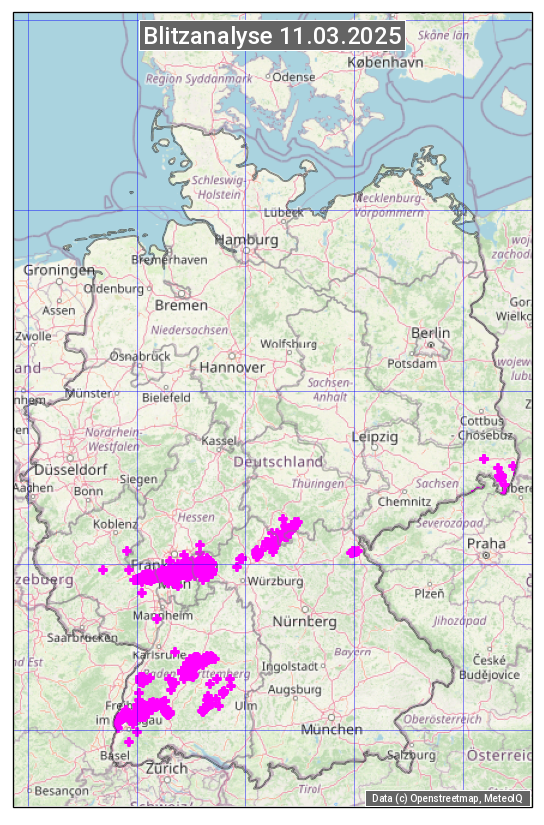 Karte mit Unwetteranalyse