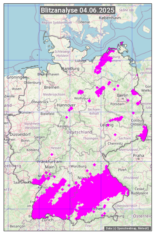 Karte mit Unwetteranalyse