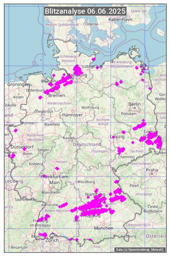 Karte mit Unwetteranalyse