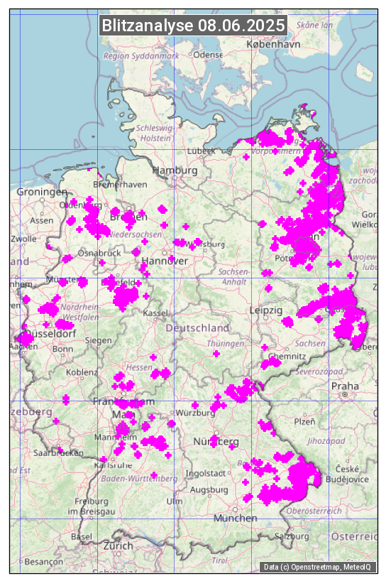 Karte mit Unwetteranalyse