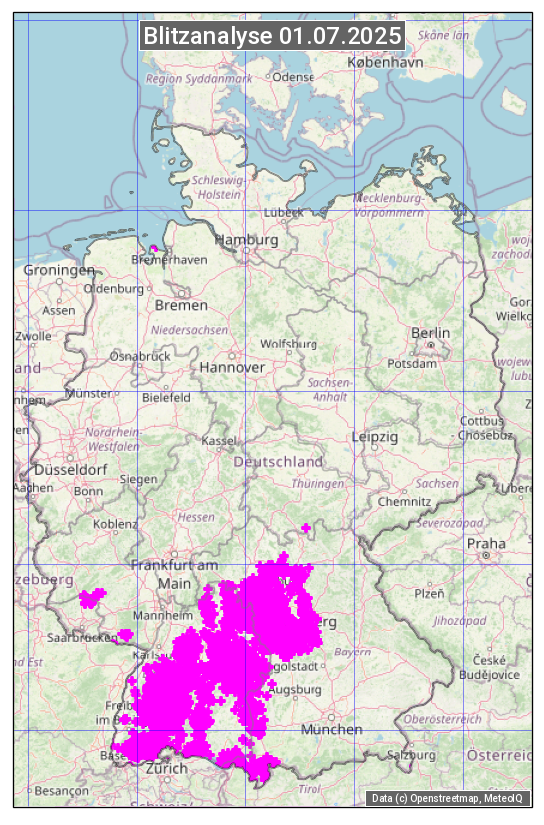 Karte mit Unwetteranalyse