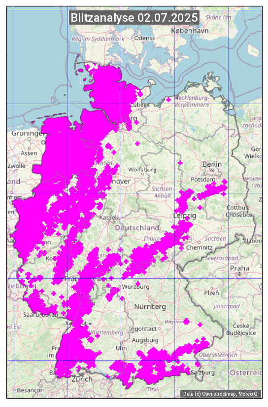 Karte mit Unwetteranalyse