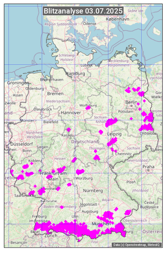 Karte mit Unwetteranalyse