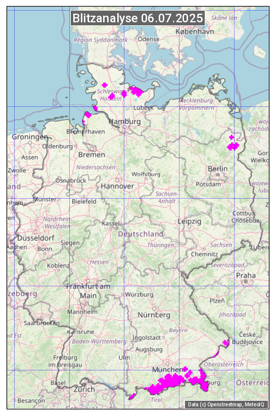 Karte mit Unwetteranalyse