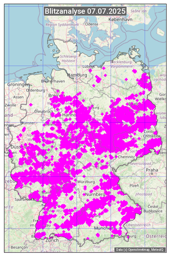 Karte mit Unwetteranalyse