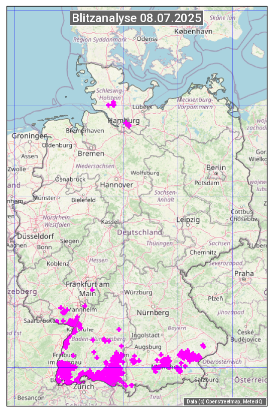 Karte mit Unwetteranalyse