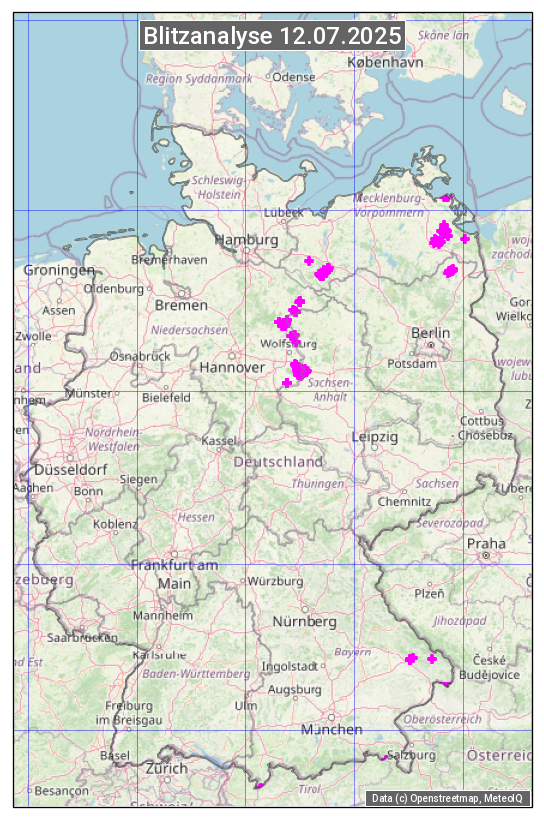 Karte mit Unwetteranalyse