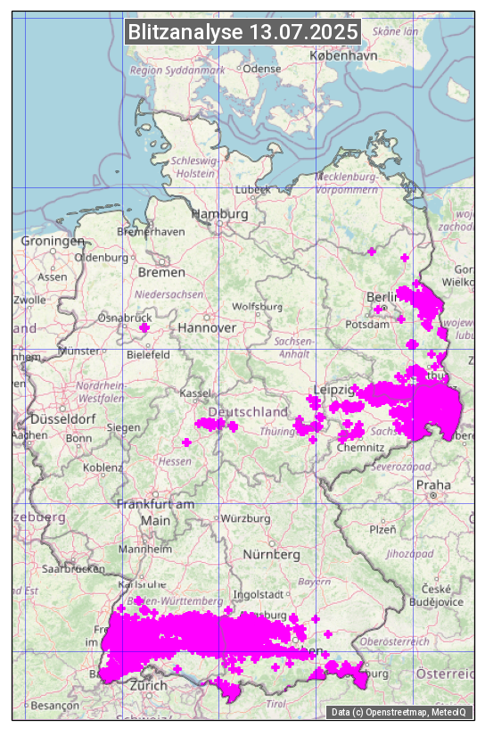 Karte mit Unwetteranalyse