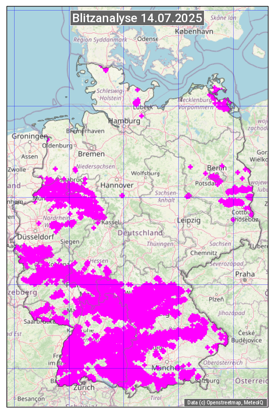 Karte mit Unwetteranalyse