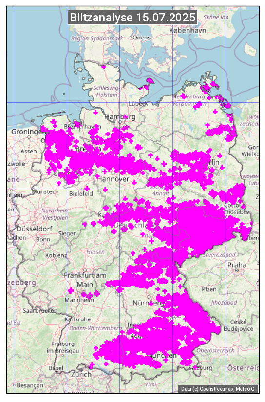Karte mit Unwetteranalyse