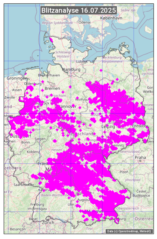 Karte mit Unwetteranalyse