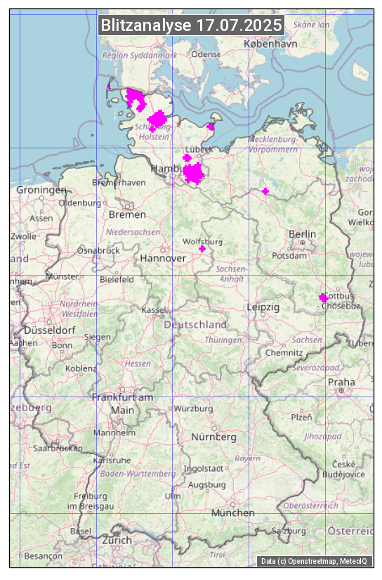 Karte mit Unwetteranalyse