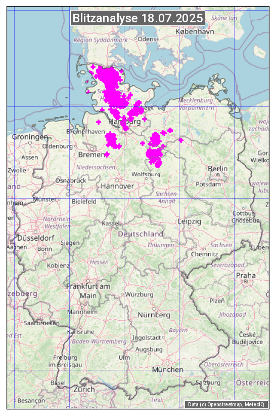 Karte mit Unwetteranalyse