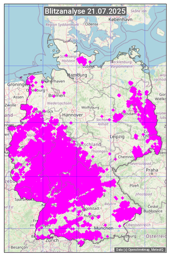Karte mit Unwetteranalyse