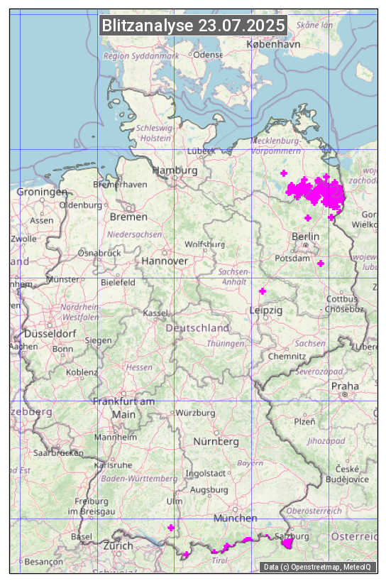 Karte mit Unwetteranalyse