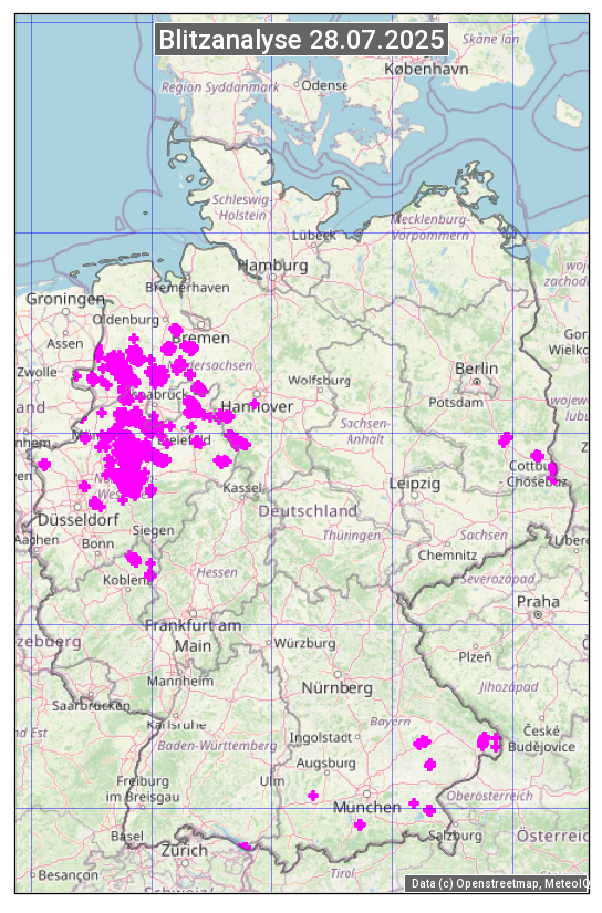 Karte mit Unwetteranalyse