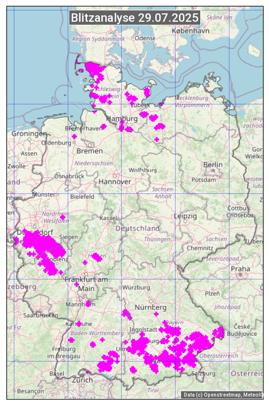 Karte mit Unwetteranalyse