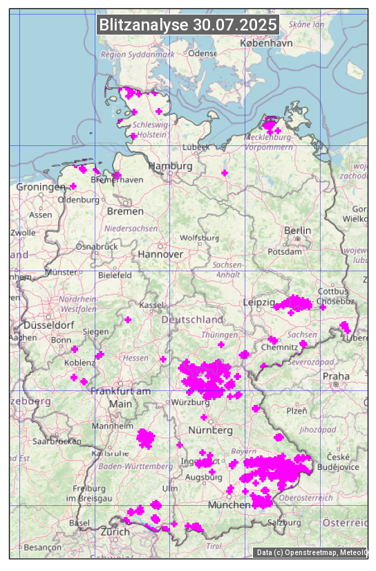 Karte mit Unwetteranalyse