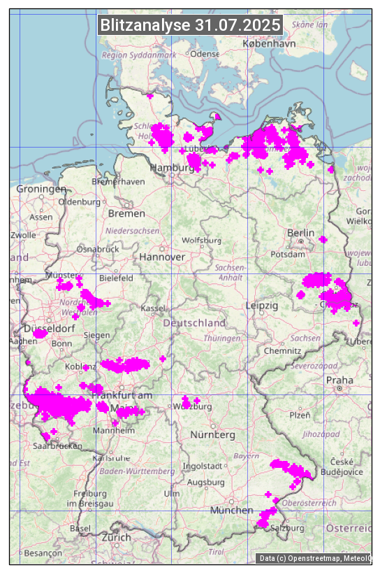 Karte mit Unwetteranalyse