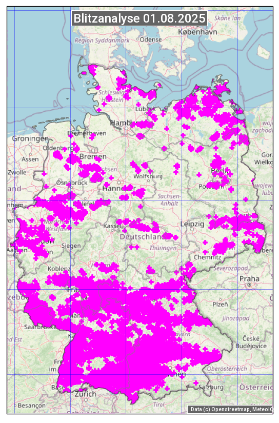 Karte mit Unwetteranalyse