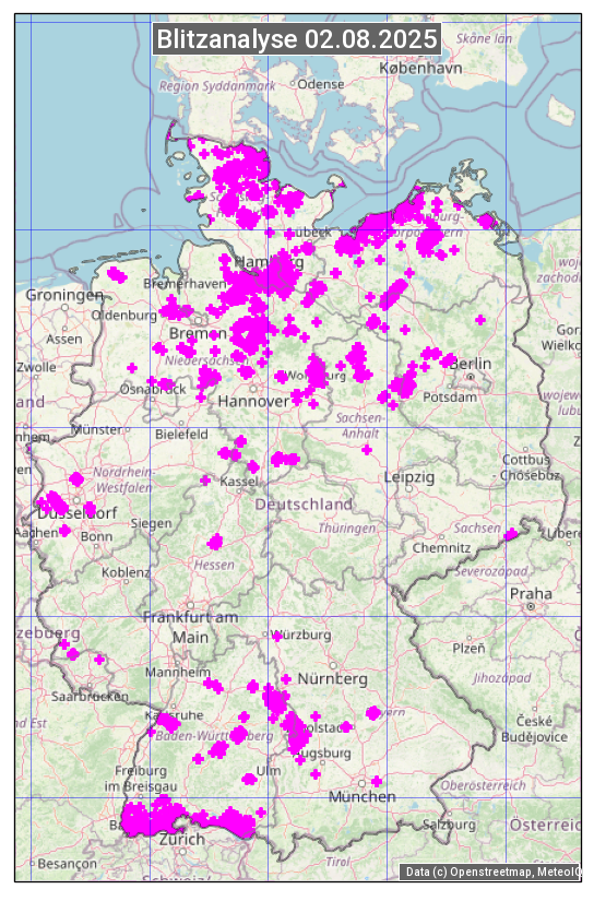 Karte mit Unwetteranalyse