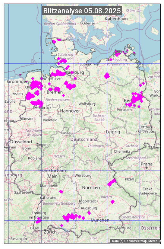 Karte mit Unwetteranalyse