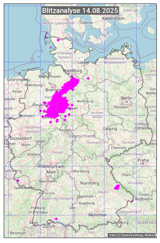 Karte mit Unwetteranalyse