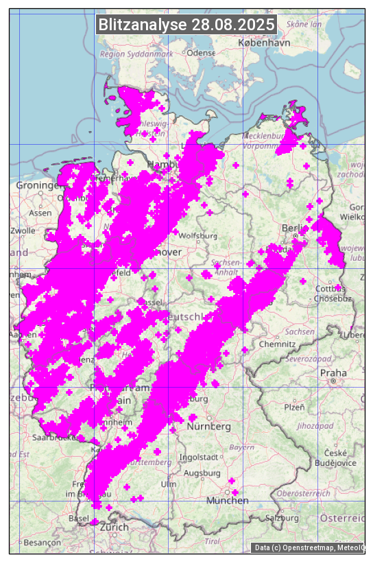 Karte mit Unwetteranalyse