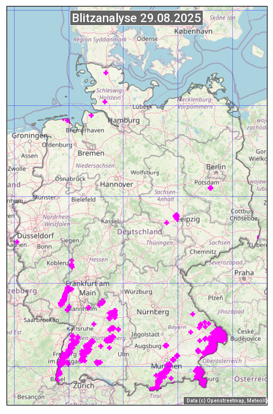Karte mit Unwetteranalyse