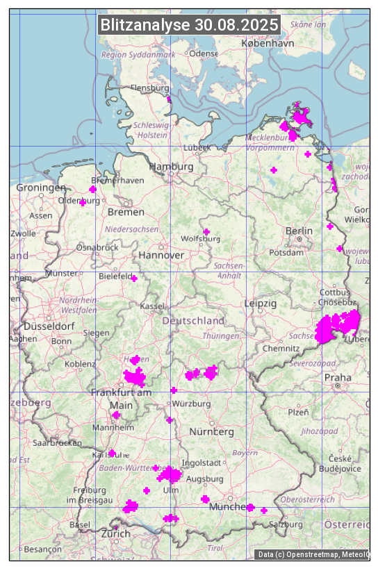 Karte mit Unwetteranalyse