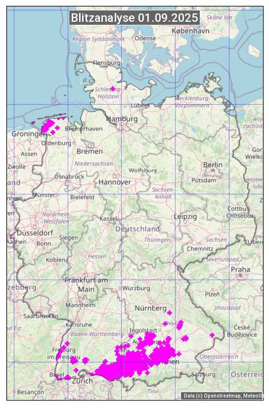 Karte mit Unwetteranalyse
